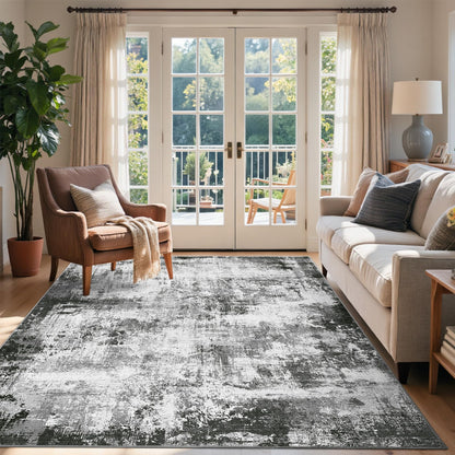 6x9 Ft Abstract Washable Area Rugs for Living Room Blue