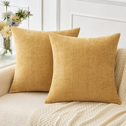 MIULEE Soft Chenille Fall Throw Pillow Covers Burnt Orange 18x18 Pack of 2