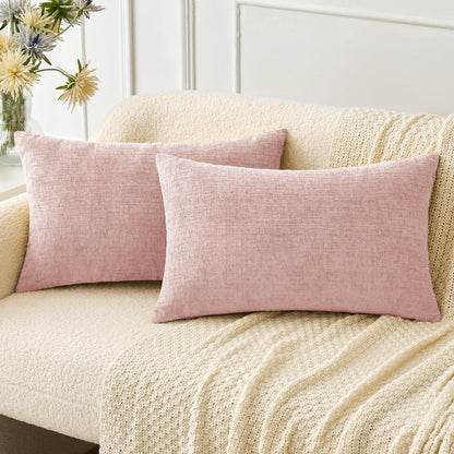 MIULEE Soft Chenille Fall Throw Pillow Covers Burnt Orange 18x18 Pack of 2