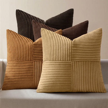 MIULEE Fall Teal Orange Decorative Throw Pillow Covers 18x18 Inch Set of 4 Boho Corduroy Striped Cushion Cases Modern Farmhouse Patchwork Pillow Cases for Couch Sofa Bedroom Home Decor