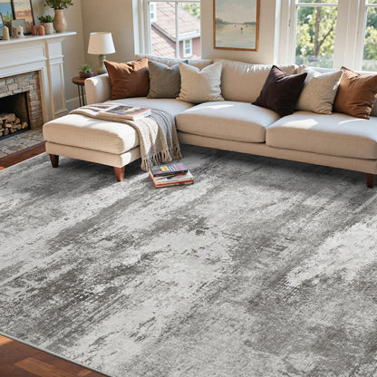 6x9 Ft Abstract Washable Area Rugs for Living Room Blue