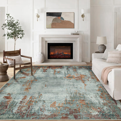 8x10 Area Rugs for Living Room Bedroom Dining Room Washable Blue Grey