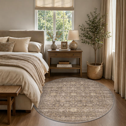 JOOJA 6x9 Brown Vintage Boho Washable Area Rug, Soft Low Pile Floor Carpet