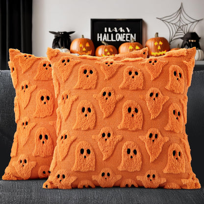 MIULEE White Halloween Pillow Covers Cute Ghost Decor Set of 2 18x18