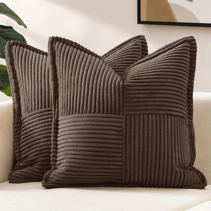 MIULEE Decorative Throw Pillow Covers for Couch 18x18 Inch Beige 2 Pack