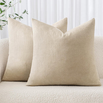 MIULEE Textured Chenille Throw Pillow Covers 20x20 Inch Taupe Grey