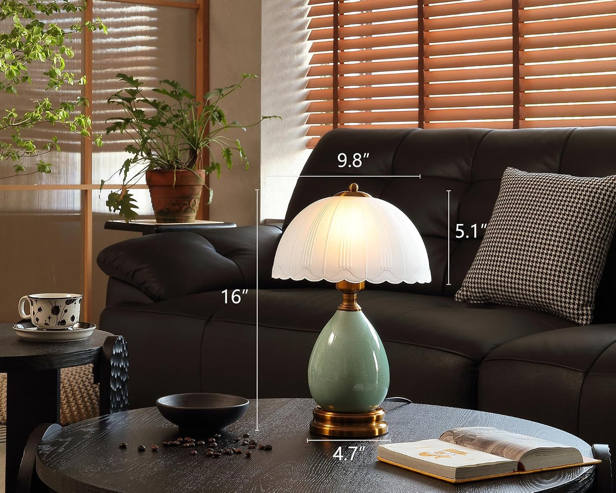 Glivpny 16" Vintage Ceramic Table Lamp for Bedroom,Mushroom Lamps (LD001)