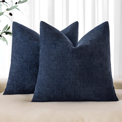 MIULEE Textured Chenille Throw Pillow Covers 20x20 Inch Taupe Grey