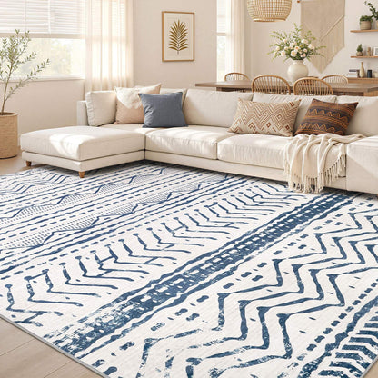 Nakagishi Boho 5x7 Area Rug Living Room Rugs Machine Washable Beige/Brown