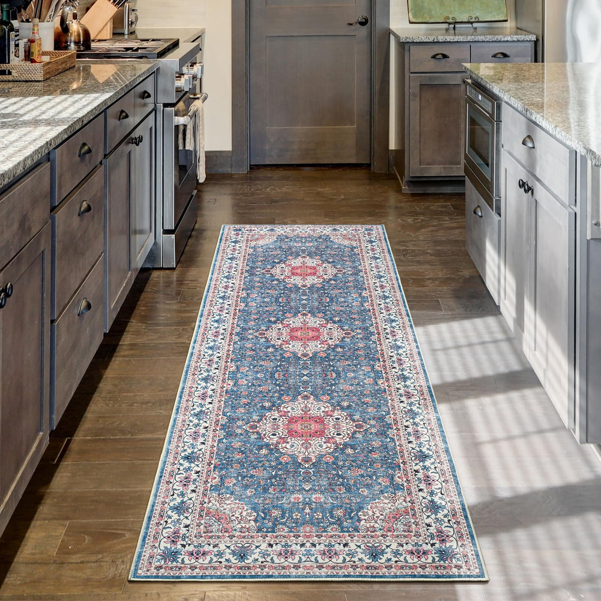 Goideal Washable Rug 4x6, Beige Area Rugs Non Slip, Indoor Low Pile Carpet with Rubber Backing for Living Room Kitchen Bathroom Entryway Office Bedroom