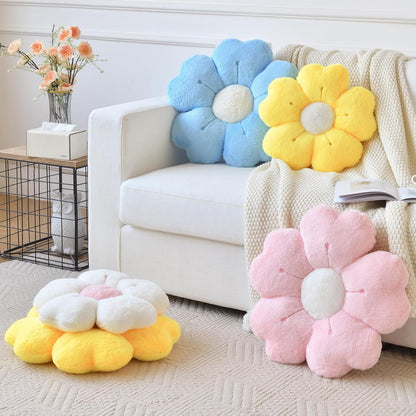 Flower Pillow, Cute Daisy Decorative Throw Pillows, White, 15 Inches