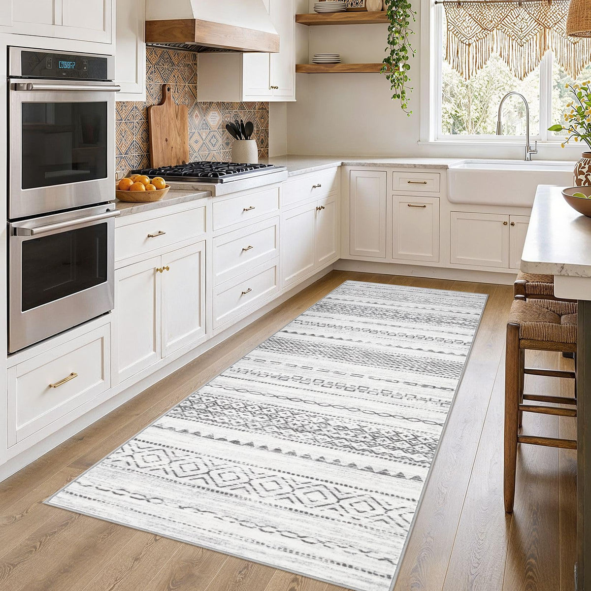 Nakagishi Boho 5x7 Area Rug Living Room Rugs Machine Washable Beige/Brown