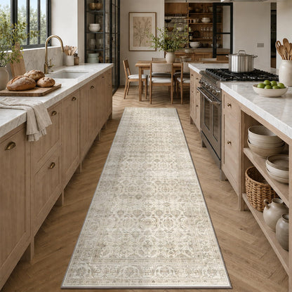 JOOJA 6x9 Brown Vintage Boho Washable Area Rug, Soft Low Pile Floor Carpet