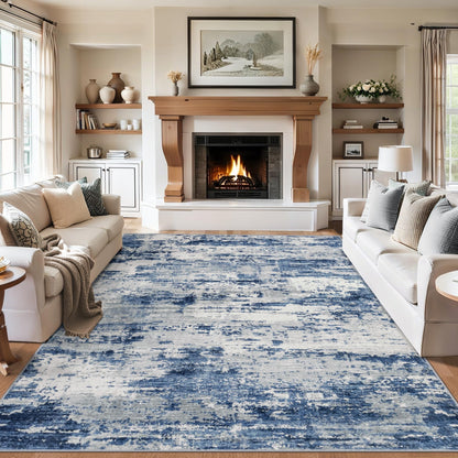 PLHXFR 6x9 Area Rug Living Room: Abstract Washable Carpet Brown Black
