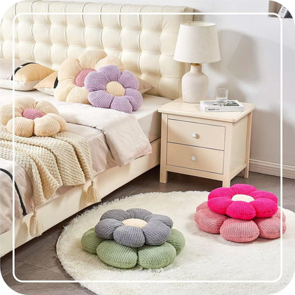 Kcvvcr Flower Throw Pillow, Soft Sage Green 14.9" Shaped Floor Pillow for Home Decor, Cute Aesthetic Plush Decorative Pillows for Bed, Sofa, Couch