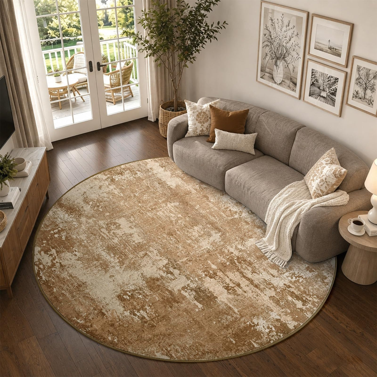 6x9 Ft Abstract Washable Area Rugs for Living Room Blue