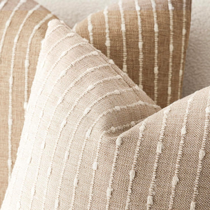Foindtower Decorative Striped Boucle Throw Pillow Cover 18x18 Natural Beige