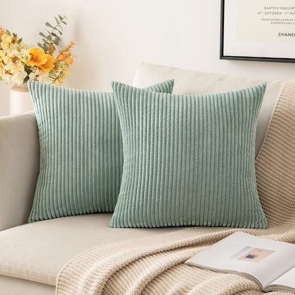 MIULEE Fall Decorative Corduroy Throw Pillow Covers Set of 2 18x18 Orange