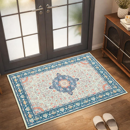Goideal Washable Rug 4x6, Beige Area Rugs Non Slip, Indoor Low Pile Carpet with Rubber Backing for Living Room Kitchen Bathroom Entryway Office Bedroom