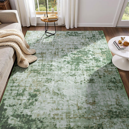 Modern Abstract 3x5 Rug, Non Slip Entryway Rug, Soft Machine Washable Rugs for Indoor Entry, Low Pile Stain Resistant Distressed Rug for Living Room, Bedroom, Dark Grey Blue