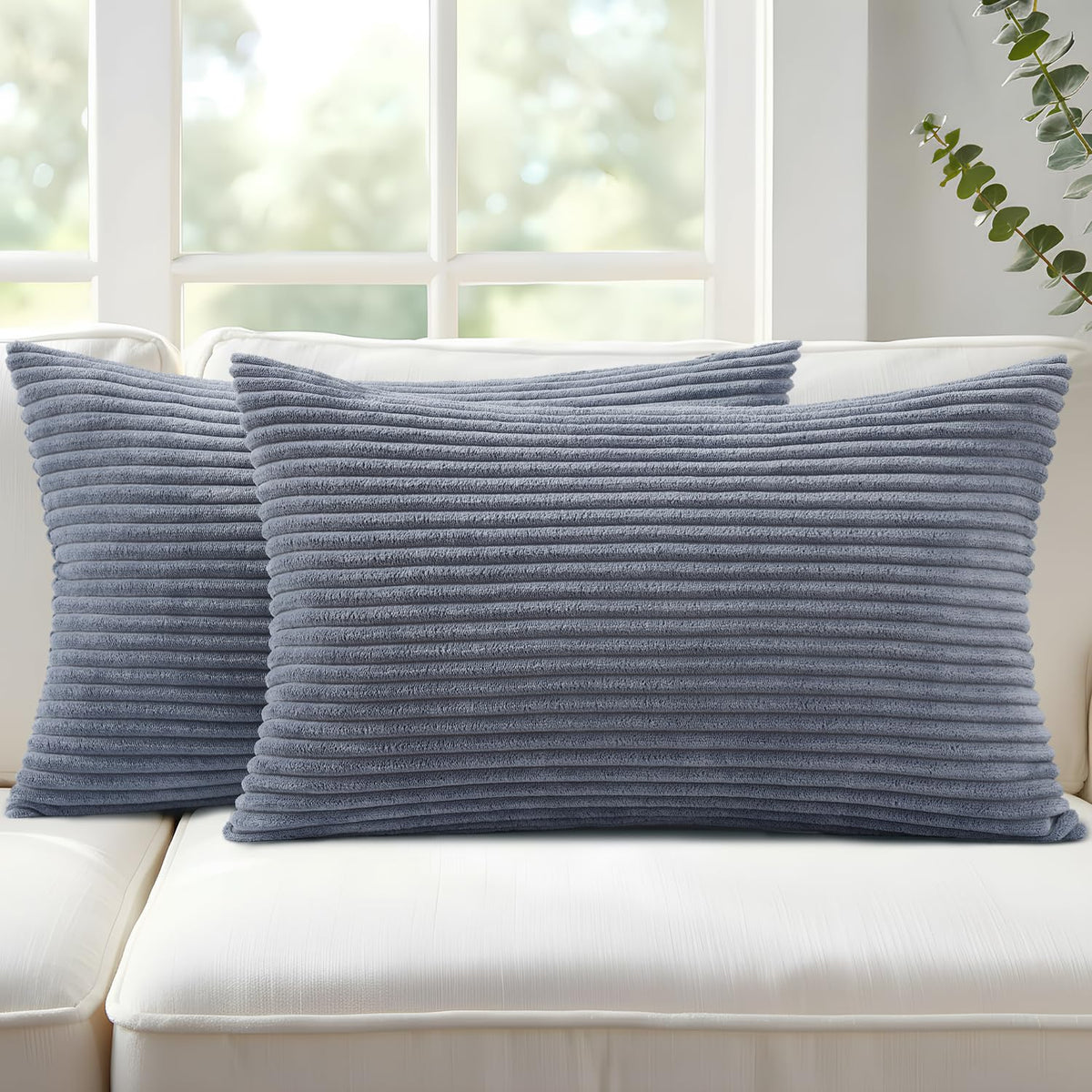 Mecatny Corduroy Fall Throw Pillow Covers 18x18 Set of 2 Olive Green