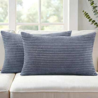 Mecatny Corduroy Fall Throw Pillow Covers 18x18 Set of 2 Olive Green