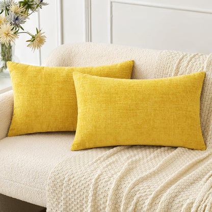 MIULEE Soft Chenille Fall Throw Pillow Covers Burnt Orange 18x18 Pack of 2