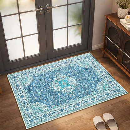 Goideal Washable Rug 4x6, Beige Area Rugs Non Slip, Indoor Low Pile Carpet with Rubber Backing for Living Room Kitchen Bathroom Entryway Office Bedroom