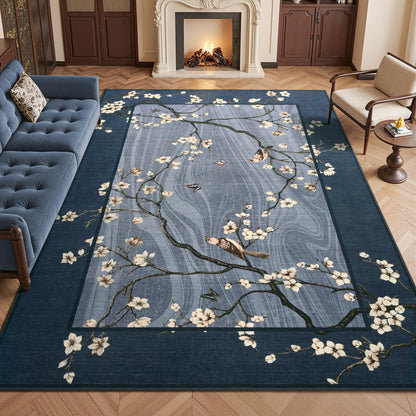 4x6 Purple Oriental Floral Bird Butterfly Throw Area Rug