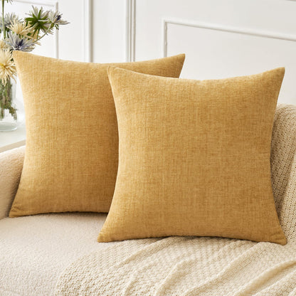 MIULEE Soft Chenille Fall Throw Pillow Covers Burnt Orange 18x18 Pack of 2