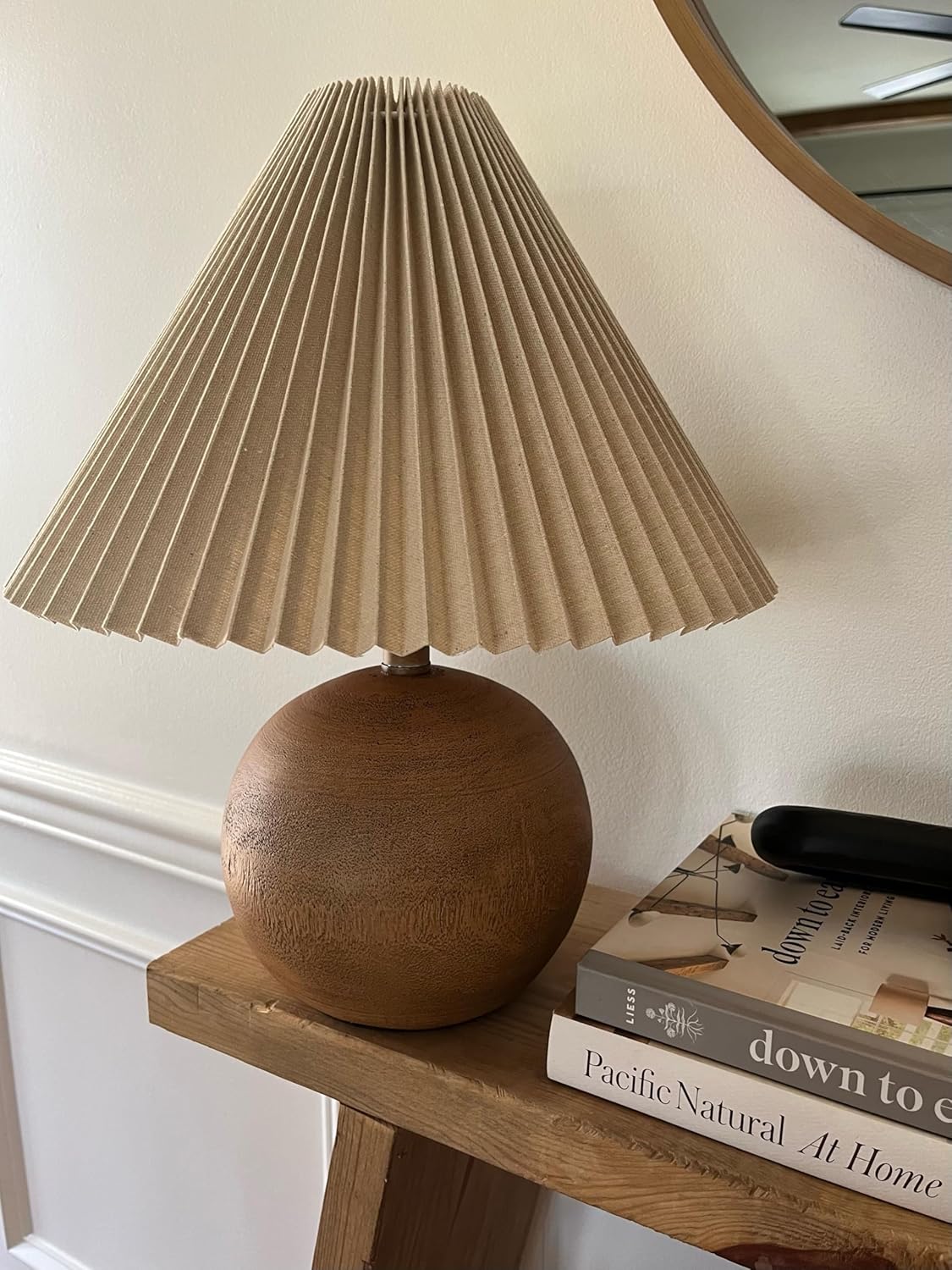 JONATHAN Y Aksel Sphere Table Lamp Coastal 17.25", Brown Wood Finish