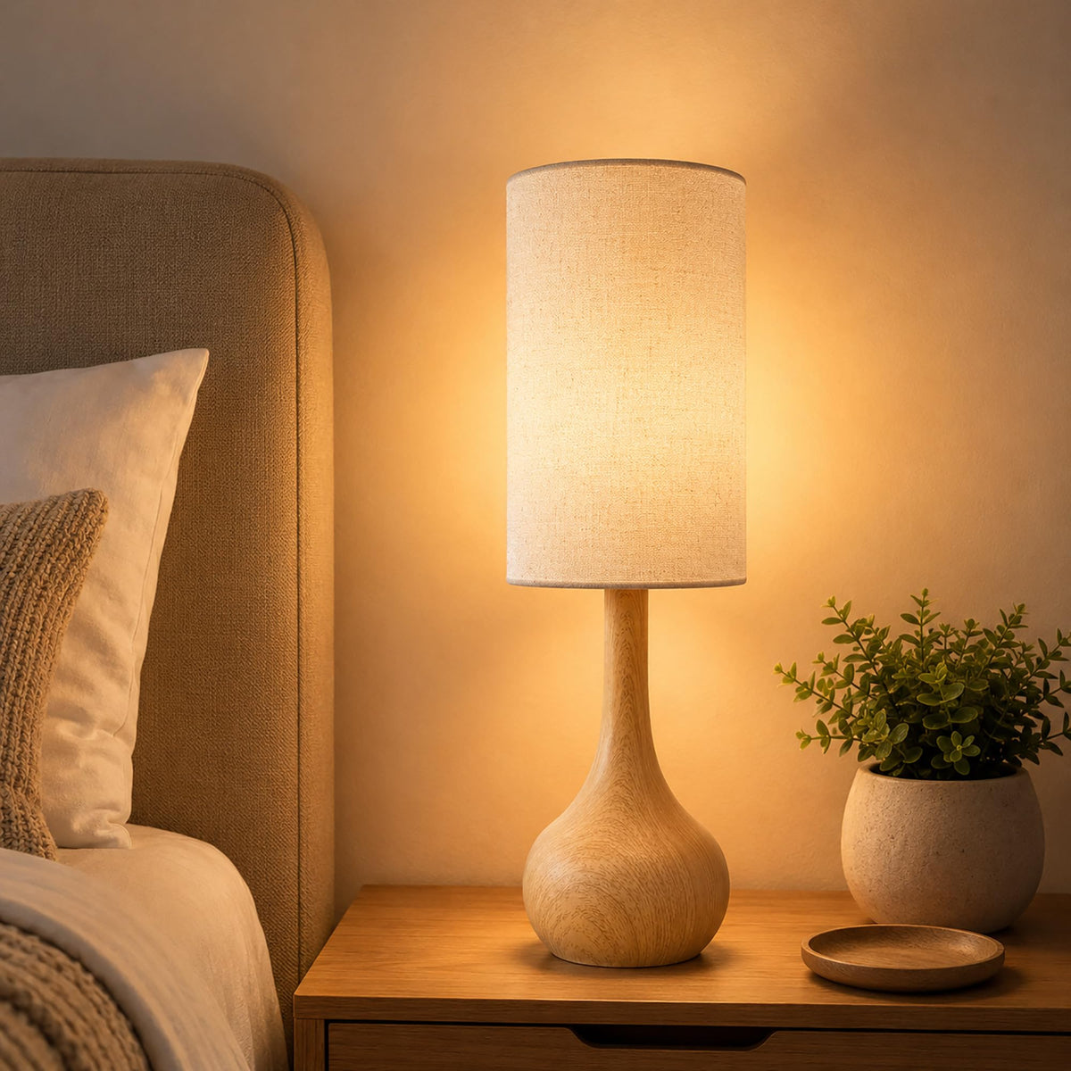 17" Touch Lamp for Nightstand,3-Way Dimmable Bedside Lamp