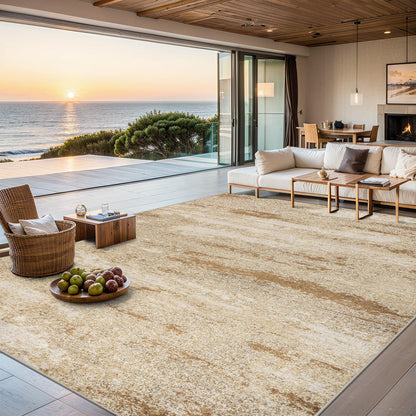 PLHXFR 6x9 Area Rug Living Room: Abstract Washable Carpet Brown Black
