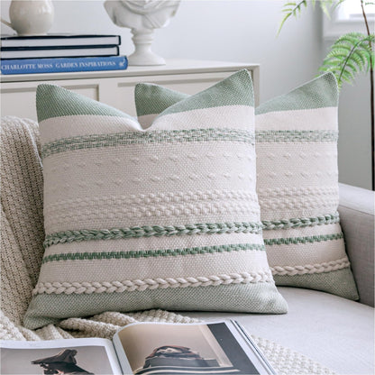 Cethom Boho Throw Pillow Covers 18x18 Inch Set of 2, Blue Textured Decorative Couch Pillow Cases for Farmhouse Home Decor, Accent Cushion Cover for Sofa, Bed, Living Room, Bedroom