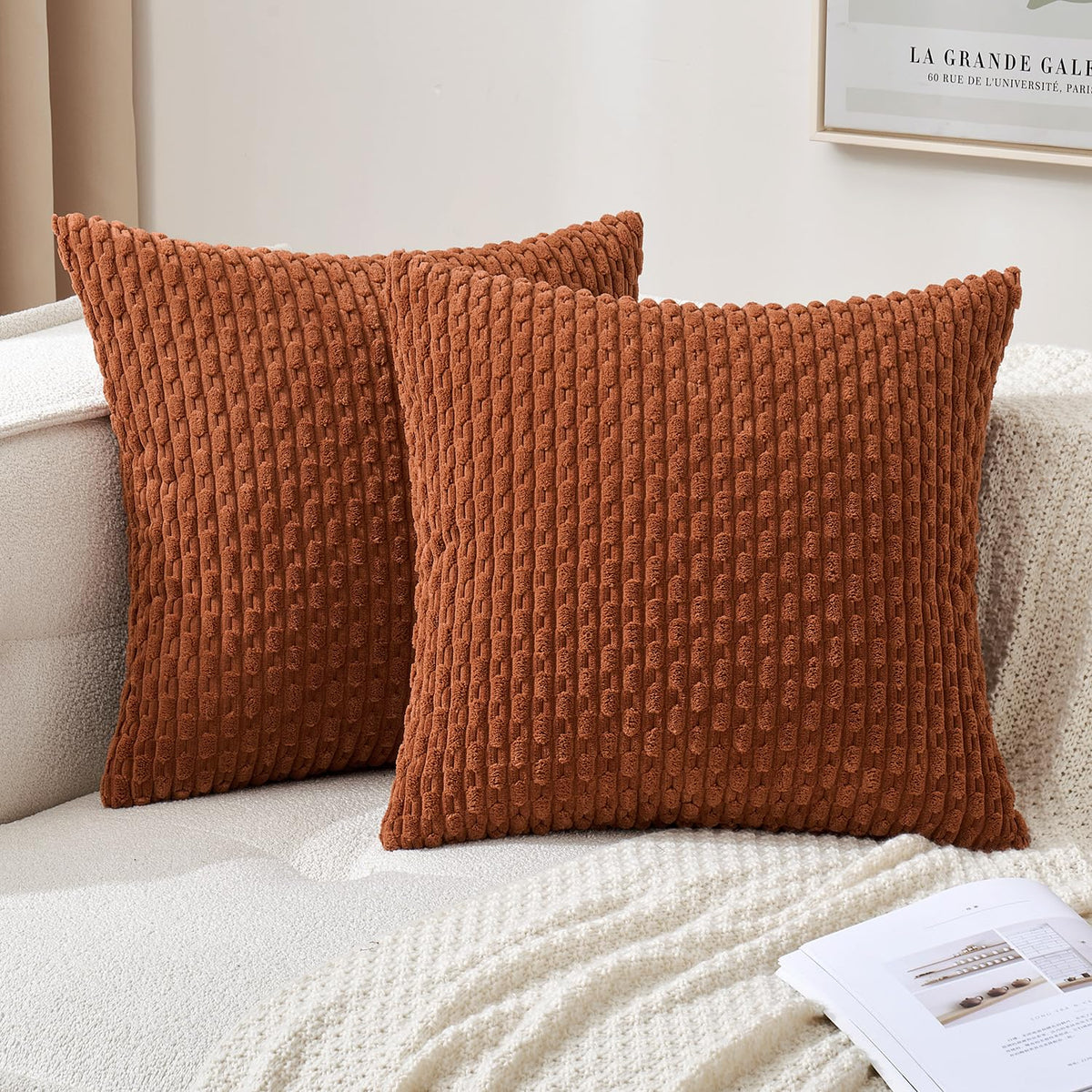 MIULEE Decorative Throw Pillow Covers 18x18 Sage Green Textured Corduroy