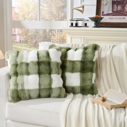 Cheetah Print Faux Fur Fluffy Pillowcases,Plush Soft Throw Pillow Covers, Fuzzy Decorative Leopard Print Pillow Cases, Furry Brown Leopard Cushion Covers for Couch Sofa-18x18 inch Set of 2