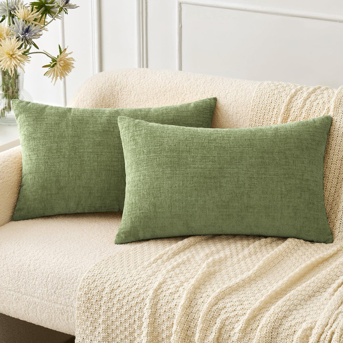MIULEE Soft Chenille Fall Throw Pillow Covers Burnt Orange 18x18 Pack of 2