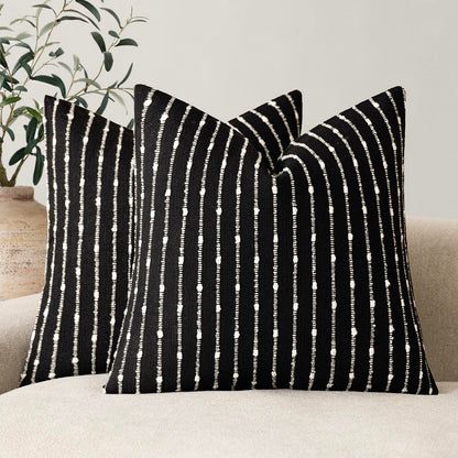 Foindtower Decorative Striped Boucle Throw Pillow Cover 18x18 Natural Beige