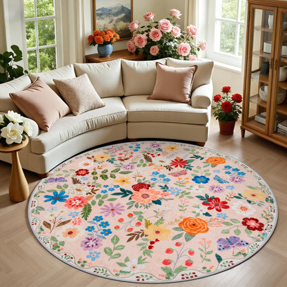 PLHXFR Area Rug Living Room: 5x7 Floral Washable Boho Carpet Dark Green