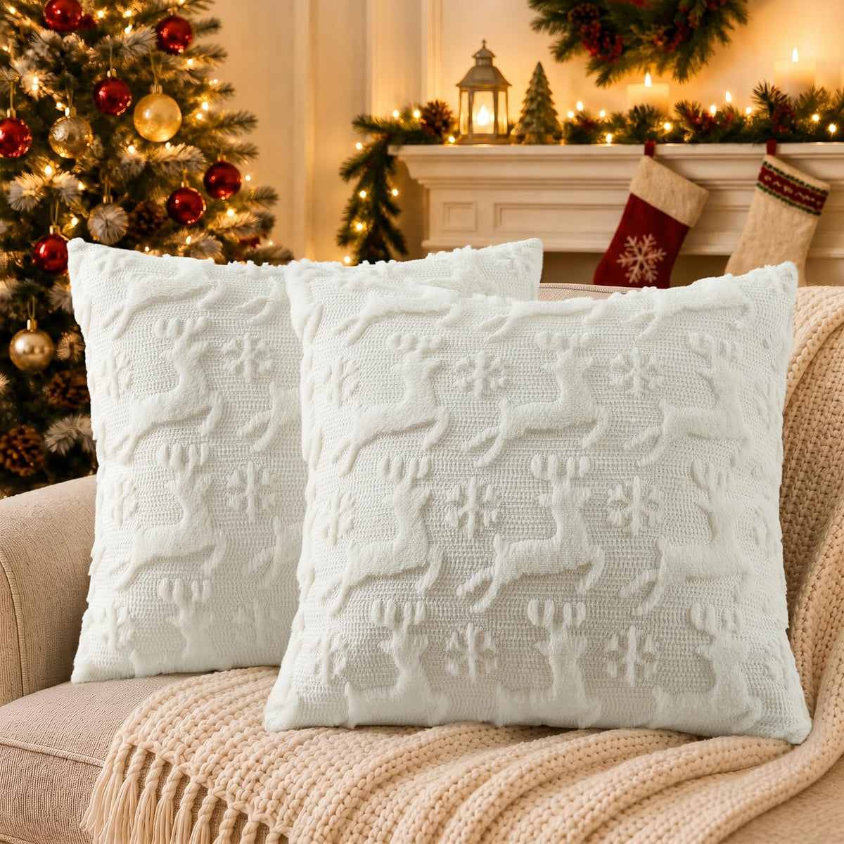 decorUhome Light Rust Pumpkin Faux Fur Throw Pillow Covers 18x18 Set of 2