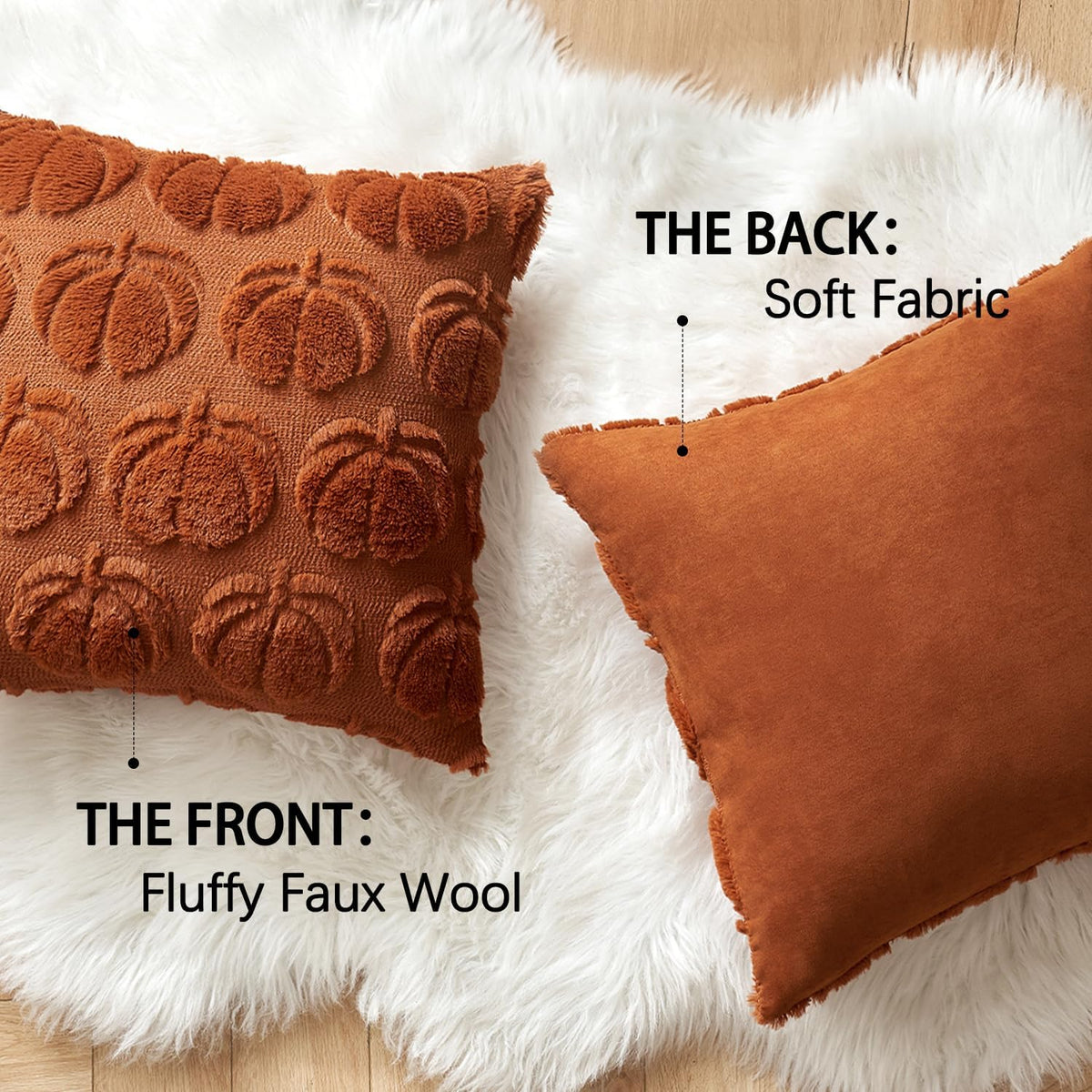 MIULEE Fall Pillow Covers Pumpkin Fall Decor 18x18 Dark Rust