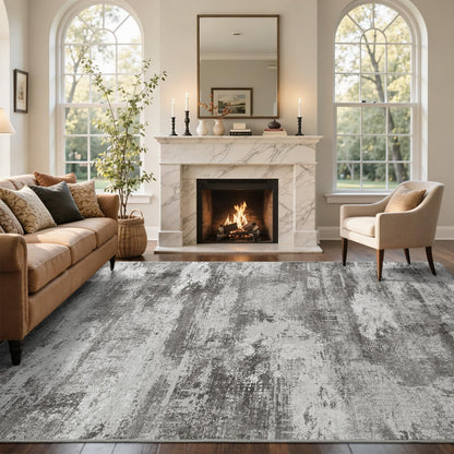 6x9 Ft Abstract Washable Area Rugs for Living Room Blue