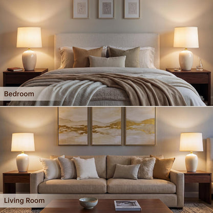 Dawnwake 19.1" Ceramic Table Lamps Set of 2 for Bedroom Living Room,Cream