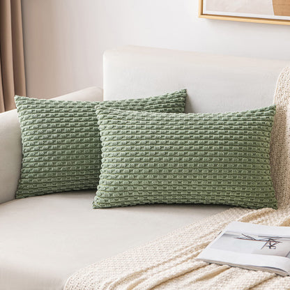 MIULEE Decorative Throw Pillow Covers 18x18 Sage Green Textured Corduroy