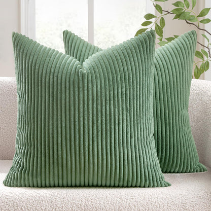 MIULEE Fall Decorative Corduroy Throw Pillow Covers Set of 2 18x18 Orange
