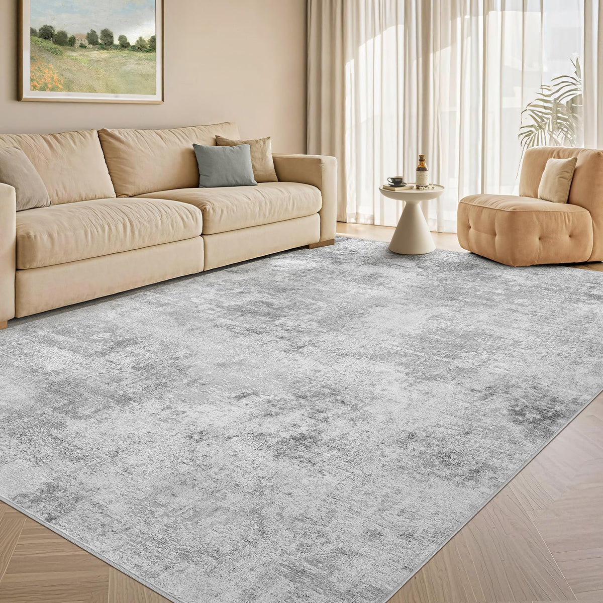 Tortania Area Rug Living Room Rugs - 5x7 Washable Large Soft Neutral Boho Moroccan Bohemian Farmhouse Rug Indoor Floor Carpet for Bedroom Under Dining Table Home Office Decor - Cream Brown