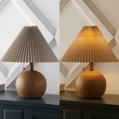 JONATHAN Y Aksel Sphere Table Lamp Coastal 17.25", Brown Wood Finish