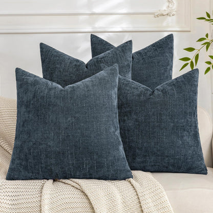Set of 4 Soft Textured Throw Pillow Covers 18x18 Inch Cozy Decorative Farmhouse Cushion Cover Square Accent Pillow Cases for Bed Couch Sofa Living Room, Beige Taupe Brown