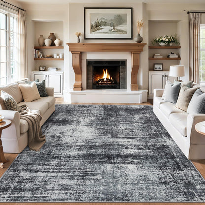 PLHXFR 6x9 Area Rug Living Room: Abstract Washable Carpet Brown Black