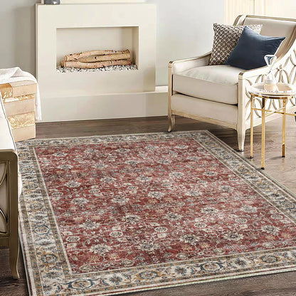 CHAMPLANT 6'x9' Washable Vintage Area Rug Boho Chic Medallion Distressed Design Non-Shedding Easy Care Ideal for High Traffic Areas in Living Room Bedroom Kitchen Office Large Carpet